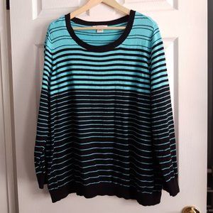 COPY - Liz Claiborne Aqua & Black Striped Plus-Size Sweater | 2X